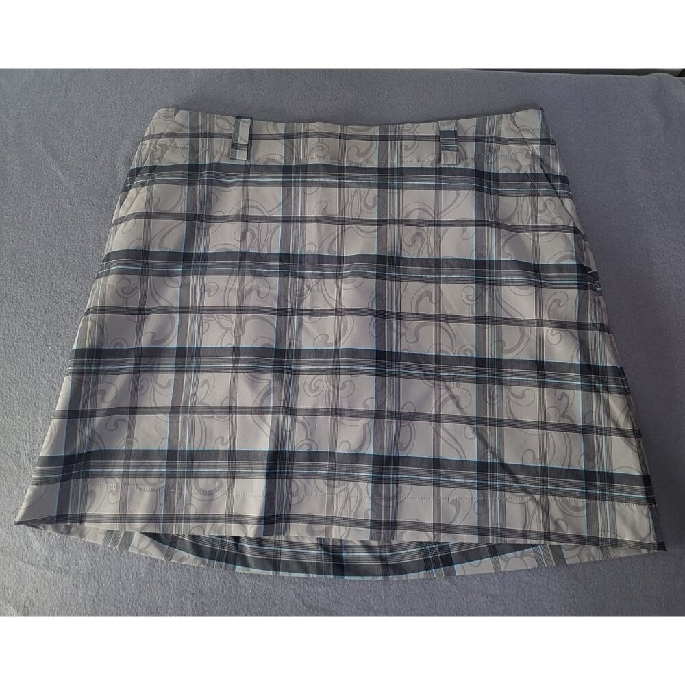NIKE GOLF SKORT Women's SZ 12 Gray Plaid Athleisure Travel Resort Country Club - Picture 1 of 9